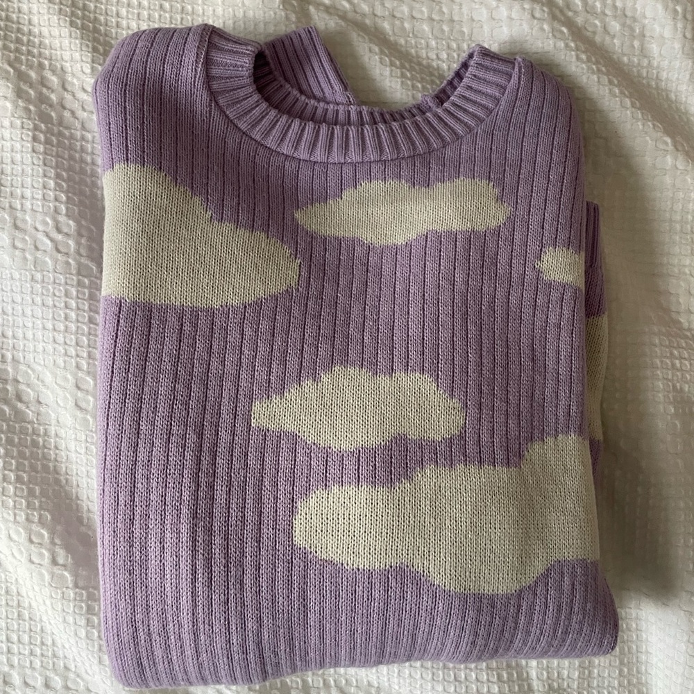 Purple oversized cloud print sweater ASOS